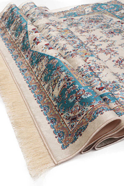 Bursa İpek Ecru Velvet Rug Prayer Rug