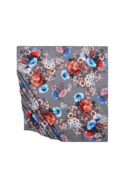 Bursa İpek Anthracite Fulya Pattern Silky Scarf