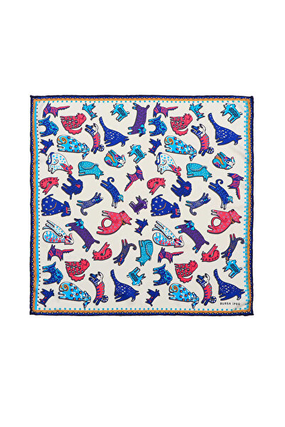 Bursa İpek منديل حريري منقوش باللون الفوشيا من ساكس