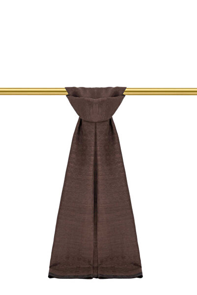 Bursa İpek Μονόγραμμα με μοτίβο Bitter Brown Silk Βαμβακερό Σάλι