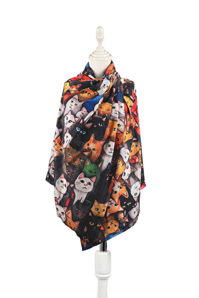 Bursa İpek Şal de iarnă cu pisică modele negre