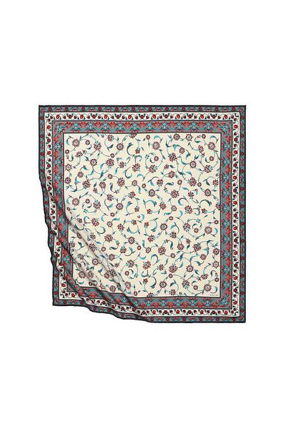 Bursa İpek Gray Wildflower Pattern Silky Scarf