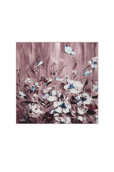 Bursa İpek Anemone Patterned Dried Rose Silk Handkerchief