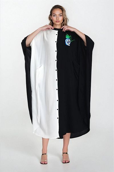 VAGGON Rochie de damă, ALBĂ, cu nasturi în față, buzunare duble, mărime mare, din viscoză VS00339