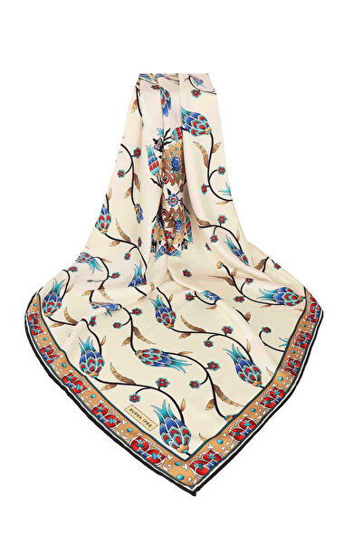 Bursa İpek Μεταξένιο μαντίλι με μοτίβο τουλίπας μαύρης σειράς