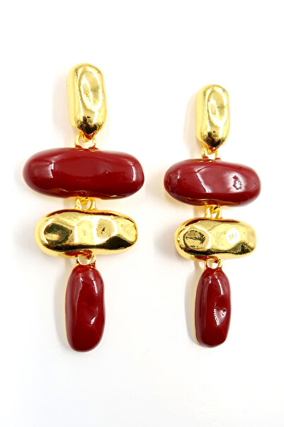 VAGGON أقراط نسائية بتصميم عصري منقوش باللون الذهبي PRMX13804