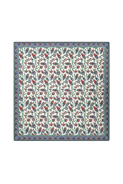 Bursa İpek Μαλακό κασκόλ με μοτίβο Ανατολίας Navy Blue