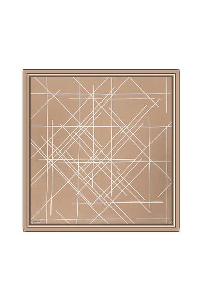 Bursa İpek Twill Silk Scarf - Milky Brown Echo Pattern