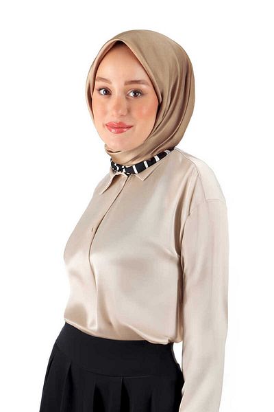 Bursa İpek Twill Silk Scarf - Mink StripEd PattErn