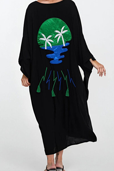 VAGGON Women's Black Printed Asymmetrical Cut Plus Size Shirt Dress Vs00336