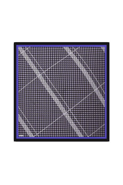 Bursa İpek Lilac Striped Twill Silk Scarf - Houndstooth Pattern