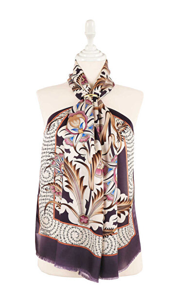 Bursa İpek Eșarfă de mătase cu model Mor Haliç