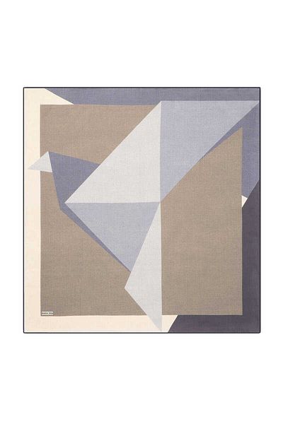 Bursa İpek Ecru Gray Geometric Pattern Twill Silk Scarf