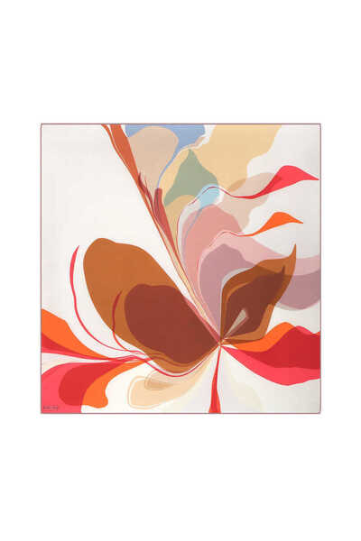 Bursa İpek Eșarfă de mătase din cupru cu model de orhidee