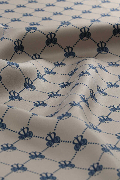 Bursa İpek Μεταξωτό μαντίλι με γκρι μοτίβο πεταλούδας