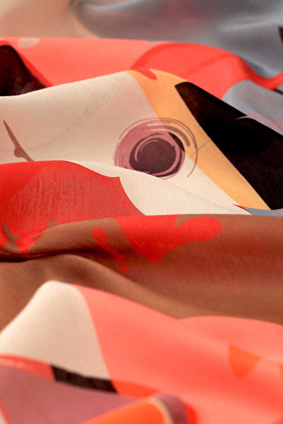 Bursa İpek Beige Puzzle Pattern Soft Scarf