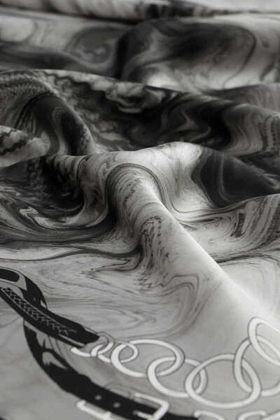 Bursa İpek Μεταξωτό φουλάρι Sura - Γκρι μοτίβο ζώνης