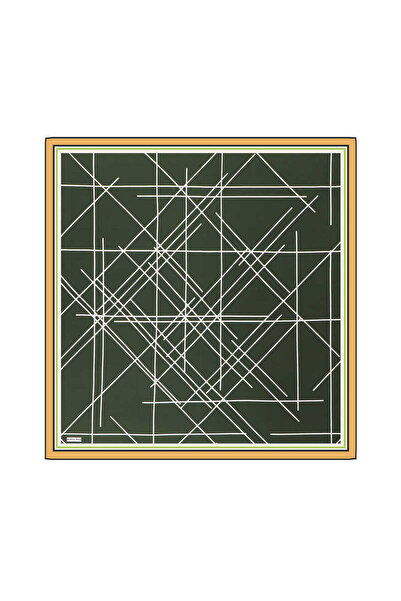 Bursa İpek Πράσινο μεταξωτό μαντίλι - Twill με μοτίβο Echo