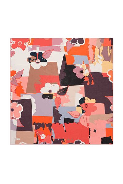 Bursa İpek Beige Puzzle Pattern Soft Scarf