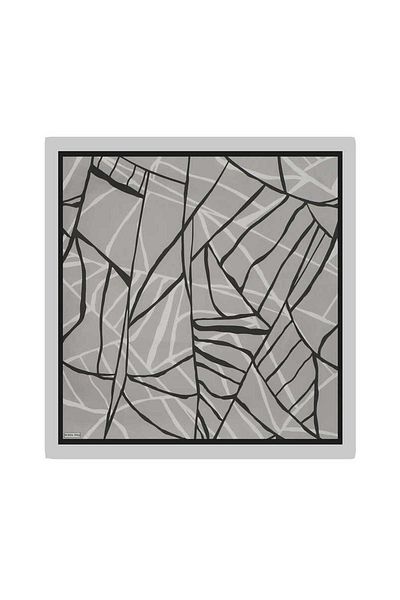 Bursa İpek Twill Silk Scarf - Dark Gray Mosaic Pattern