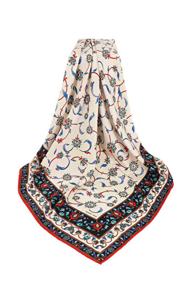 Bursa İpek Red Wildflower Pattern Silky Scarf