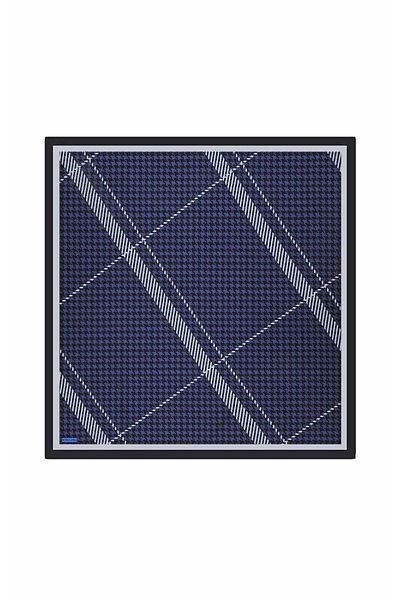 Bursa İpek Twill Silk Scarf - Saks Line Pattern Houndstooth