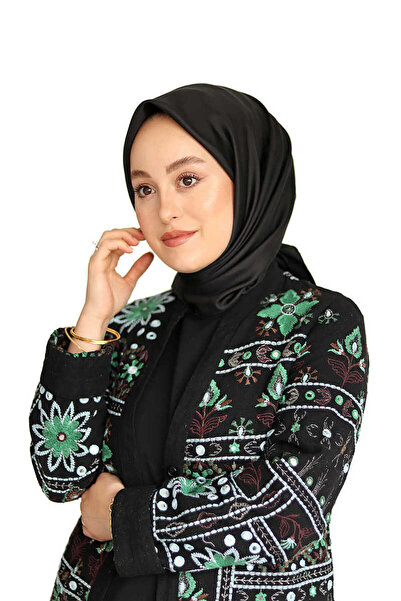 Bursa İpek Μαύρο μονόχρωμο μεταξωτό μαντίλι