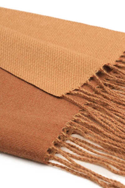 Bursa İpek Tan Beige Double Sided Winter Shawl