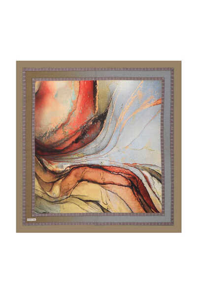 Bursa İpek Μαλακό κασκόλ με μοτίβο από μάρμαρο χακί