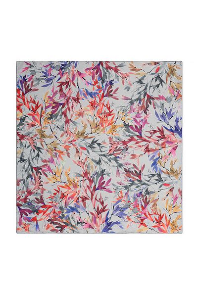 Bursa İpek Gray Leaf Pattern Soft Scarf