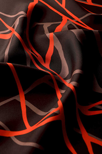 Bursa İpek Twill Silk Scarf - Chestnut Mosaic Pattern