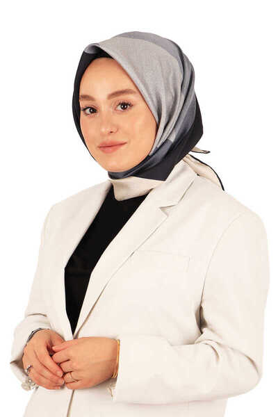 Bursa İpek Μαύρο εκρού με γεωμετρικό σχέδιο μεταξωτό μαντήλι από μετάξι