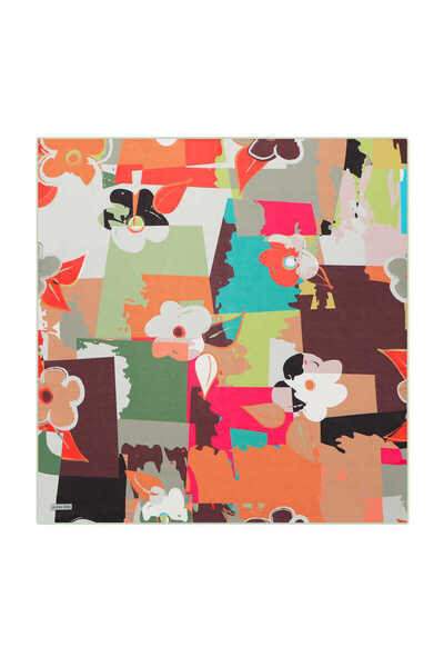 Bursa İpek Green Puzzle Pattern Soft Scarf