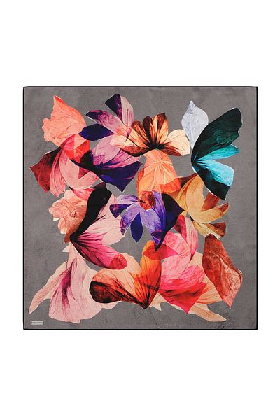 Bursa İpek Gray Harmony Pattern Sura Silk Scarf