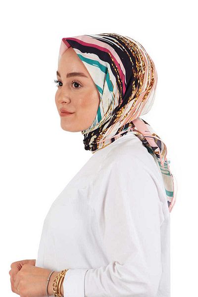 Bursa İpek Salmon Brush Pattern Soft Scarf