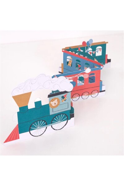 Meri Meri - Card Concertina Tren de Ziua Nașterii - Felicitare Tren de Ziua N...