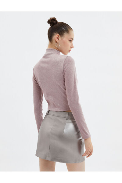 Koton Fémes csillogó garbó hosszú ujjú camisole póló