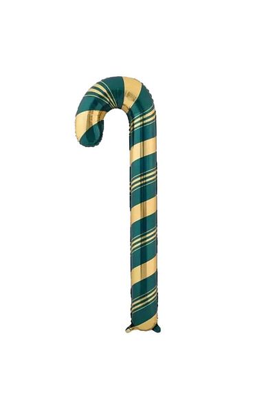 partidolu New Year's Candy Cane Green Gold Cane Candy Shaped Foil Balloon 73X36 cm 2 Pieces