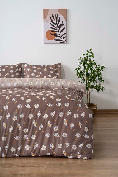 Rivaİstanbul Brown Daisy Single Duvet Cover Set Cotton