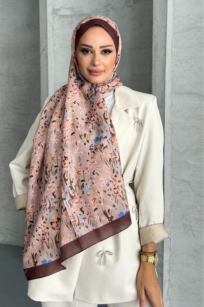Stella Eşarp Ethnic Leopard Flower Pattern Καφέ μαλακό βαμβακερό σάλι