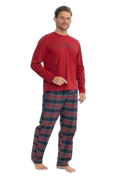U.S. Polo Assn. Polo Assn. din SUA 18851 Set pijamale pentru bărbați cu mâneci lungi și gât rotund - roșu claret