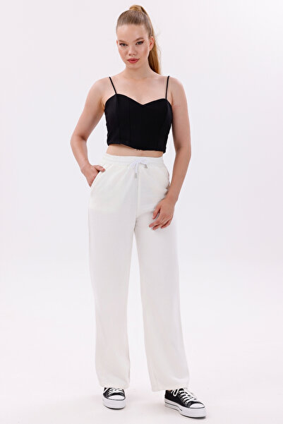 freemen Women's High Waist Ecru Gabardine-Linen Textured Trousers – Breathable Fabric, 4 Seasons