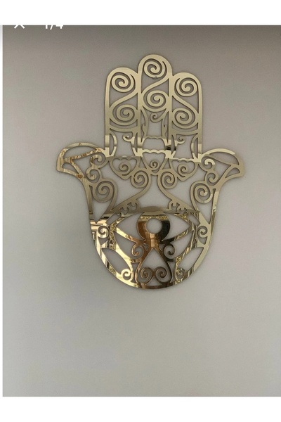 Numa Concept Hamsa Fatma Mother's Hand Mdf with Mirror Silver Plexiglass 60X50 cm