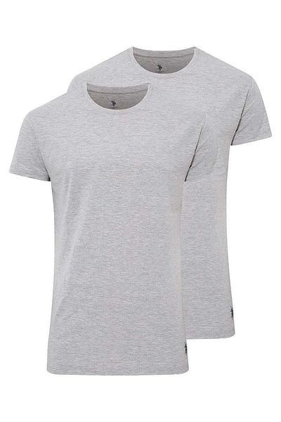 U.S. Polo Assn. U.S. Polo Assn. 80197 Men's 2-Piece Round Neck Half Sleeve Undershirt-Grey