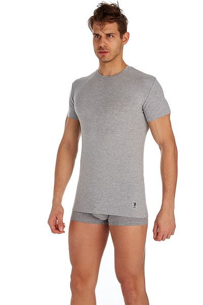 U.S. Polo Assn. U.S. Polo Assn. 80197 Men's 2-Piece Round Neck Half Sleeve Undershirt-Grey