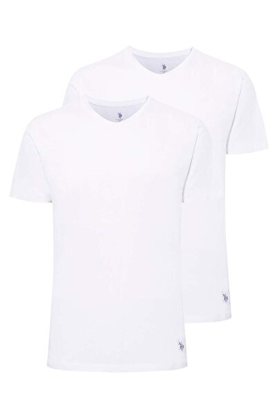 U.S. Polo Assn. Erkek Beyaz 2 Li Yuvarlak Yaka Atlet 80197