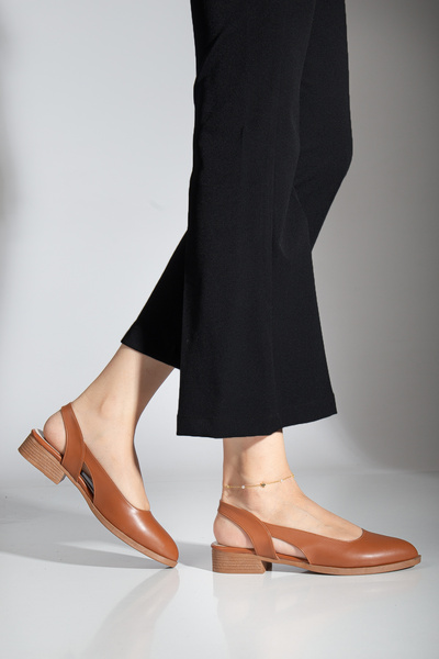 MaskButik Tan Short Heeled Pore Skin Shoes