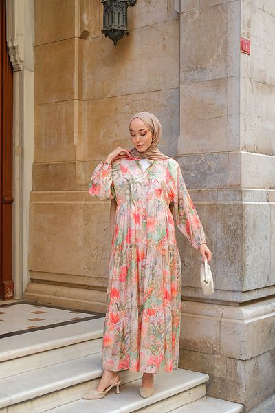 LOCCO Women's Peony Patterned Dress Green