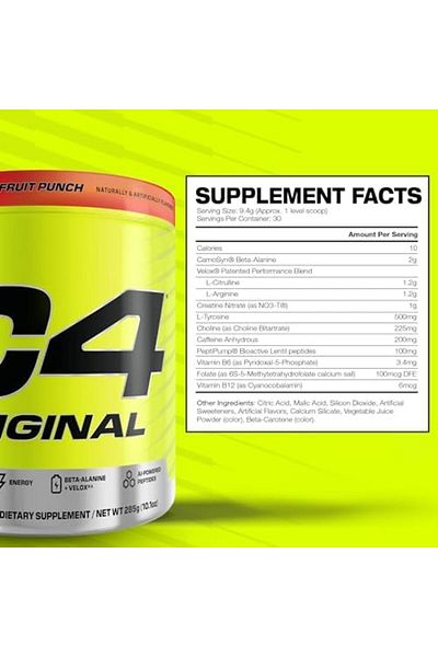 Cellucor C4 Original Pre workout Fruit Punch, 30 Servings, Hard Hitting Energy