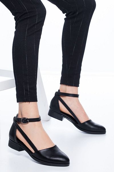 MaskButik Rayna Low Heel Skin Shoes Black